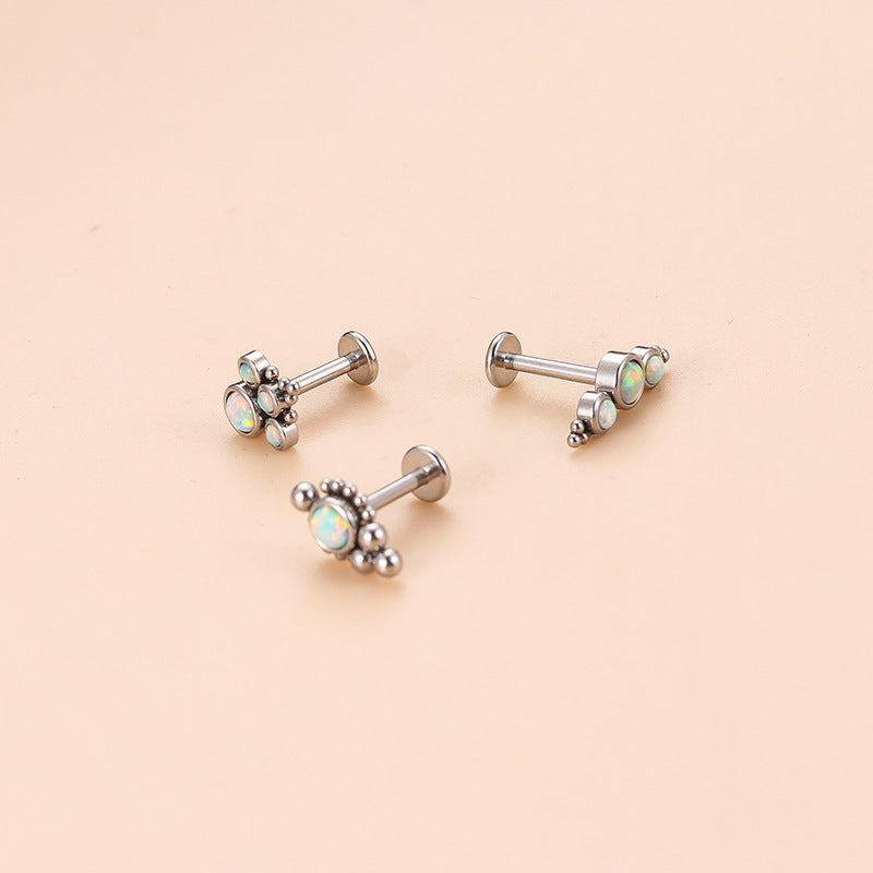 16G White Opalite Bezel Set Labret Back