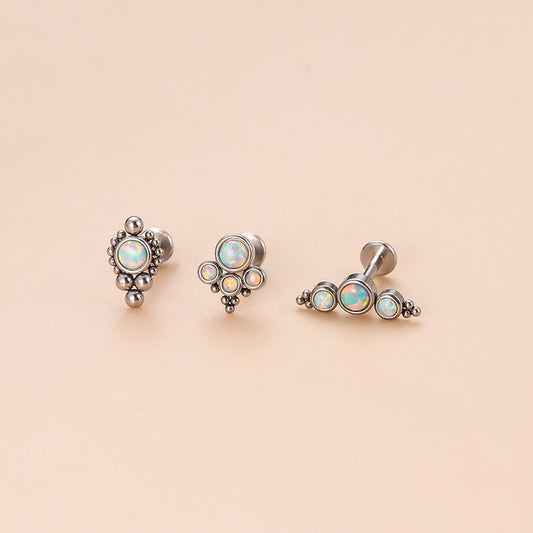 16G White Opalite Bezel Set Labret Back