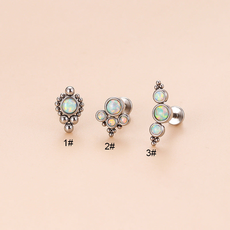 16G White Opalite Bezel Set Labret Back
