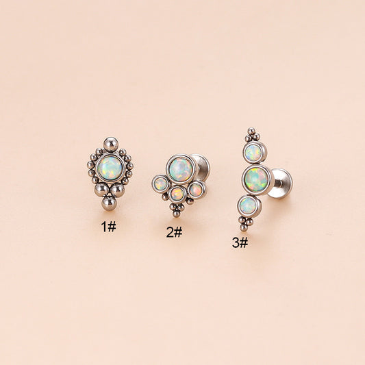 16G White Opalite Bezel Set Labret Back