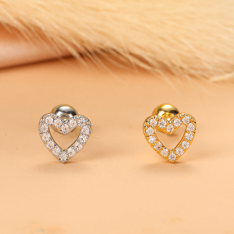 cartilage earrings, piercing jewelry, cartilage piercing, body jewelry, helix piercing, helix earrings, tragus piercing, heart earrings