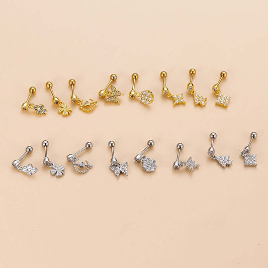 cartilage earrings, piercing jewelry, cartilage piercing, body jewelry, helix piercing, helix earrings, tragus piercing, flower earrings, cute earrings