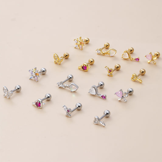 16G Cartilage Surgical Steel Earrings Butterfly Earrings Flower Earrings | HSPJ882