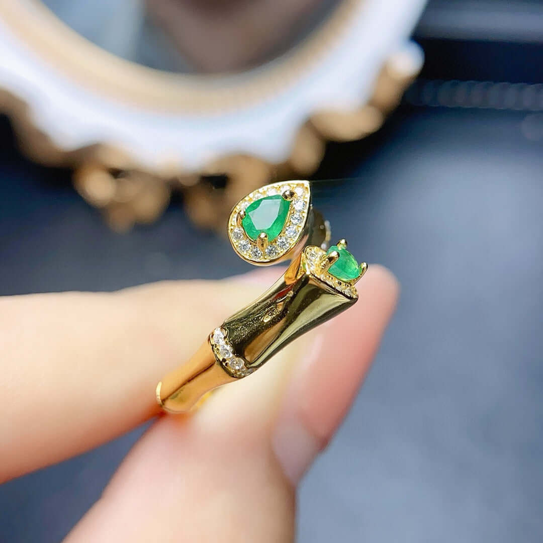 18K Gold Statement Snake Emerald Ring