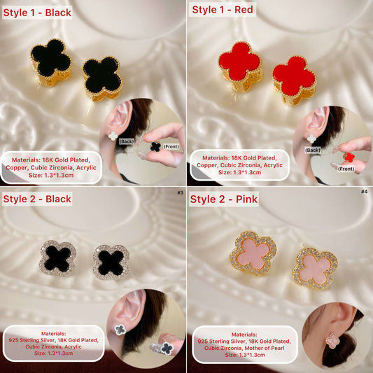 18K Gold Plated 4 Leaf Clover Stud Earrings