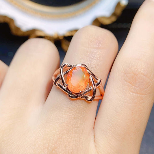 Rose Gold Fire Opal Ring October Birthstone | NS2408