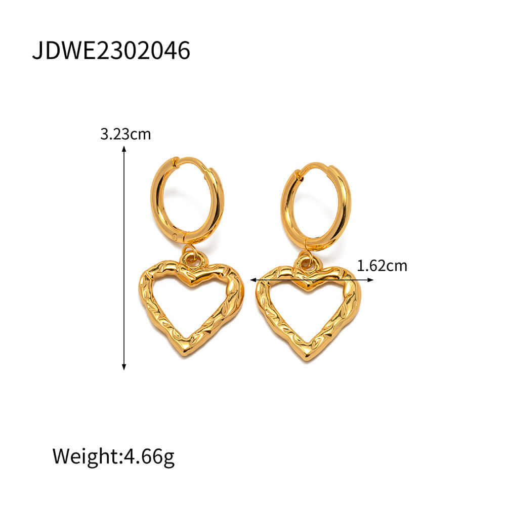 18K Gold Plated Heart Huggies Hoop | JDE046