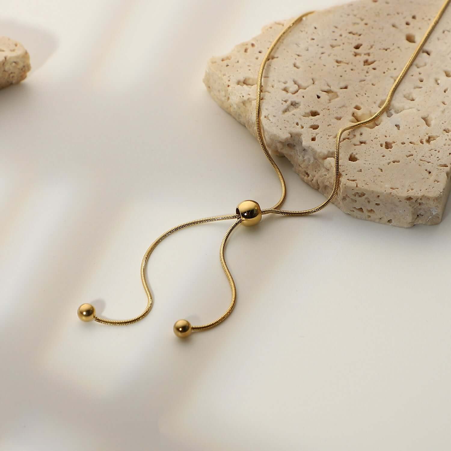 14K Gold Adjustable Lariat Chain Necklace