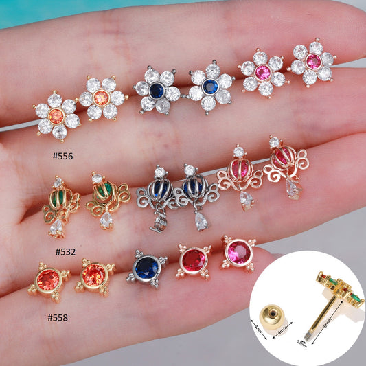 20G Hot Balloon Flower Anime Piercing Stud