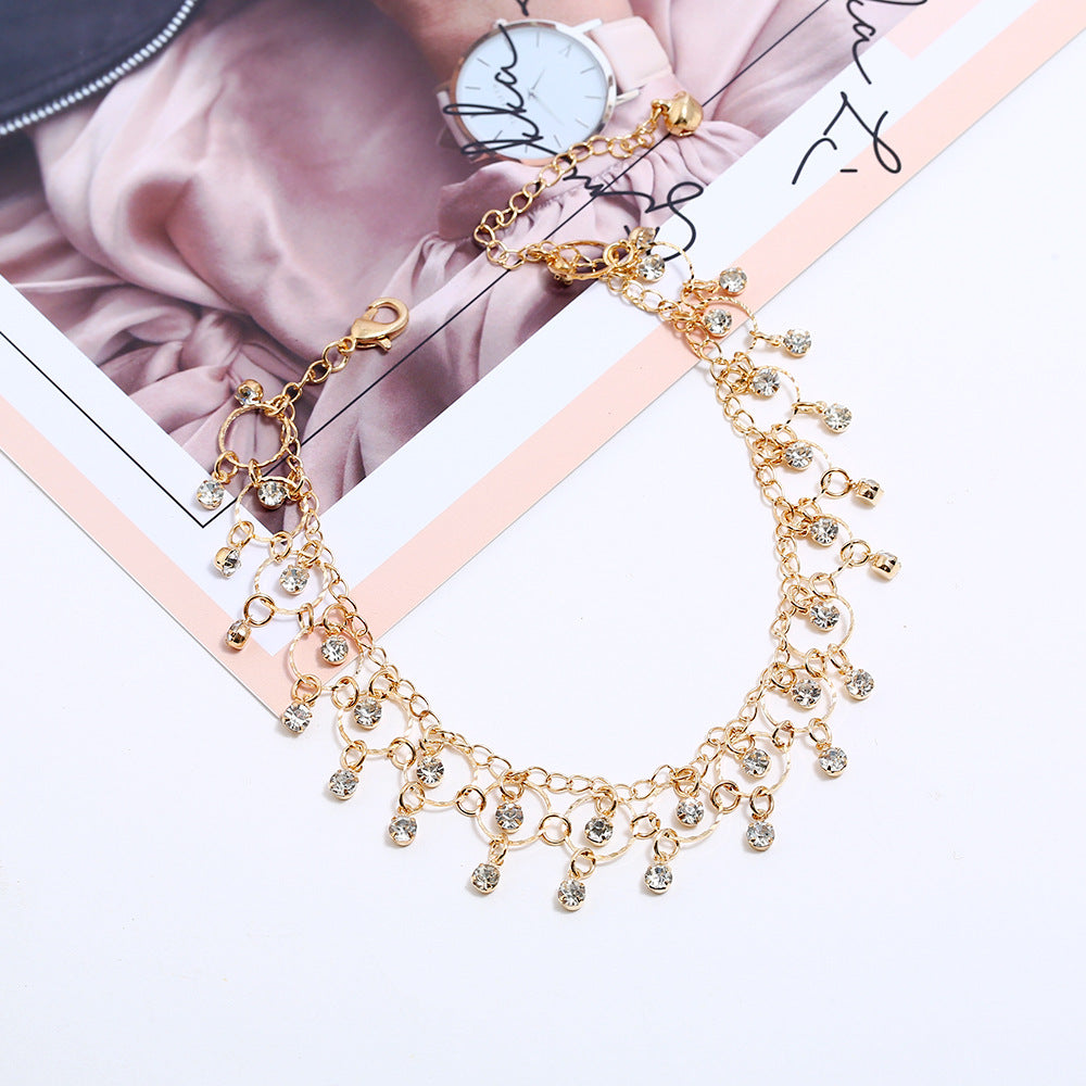 Rhinestone Belly Dance Layered Indian Anklet Leg Chain