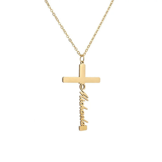 Personalized Cross Heart Pendant Name Necklace | JY068