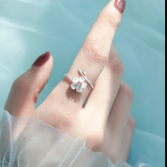 Cherry Blossom White Flower Rings