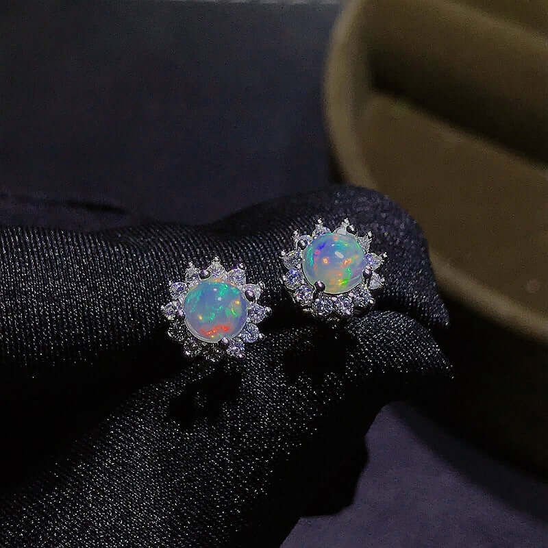 Luxury Silver Opal Earrings