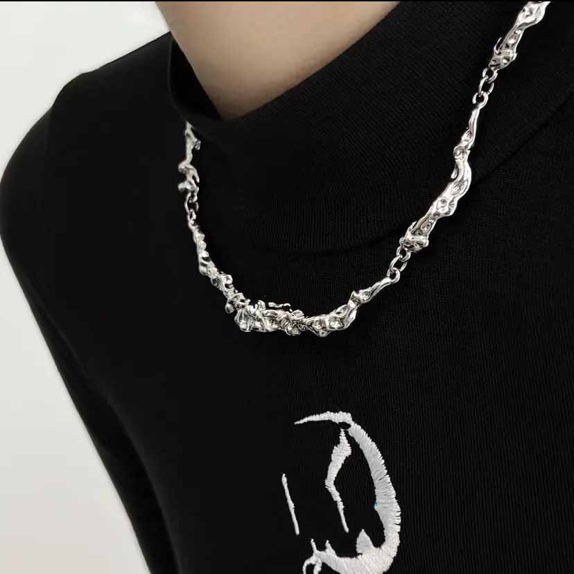 Molten Silver Chain Necklace