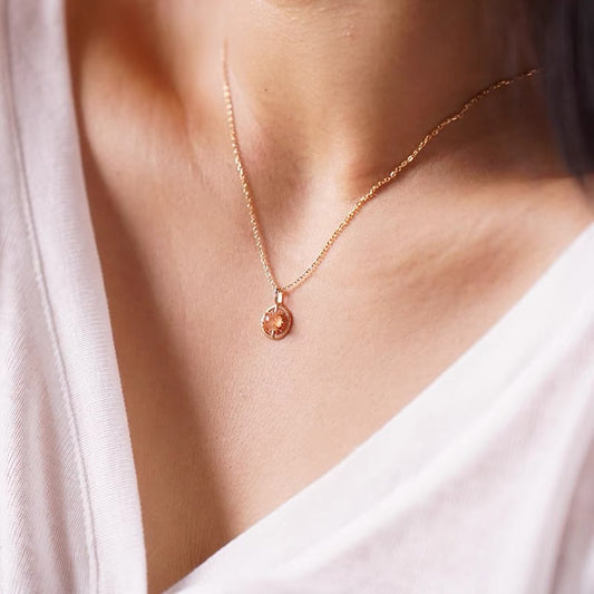 Natural Orange Sunstone Necklace