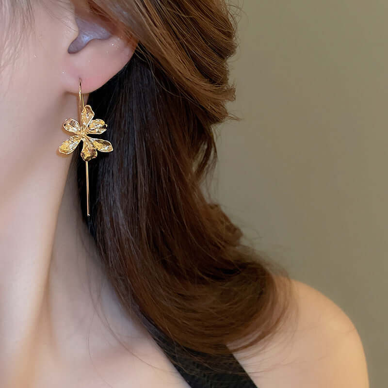 Petite Iris Flower Huge Earrings Hook
