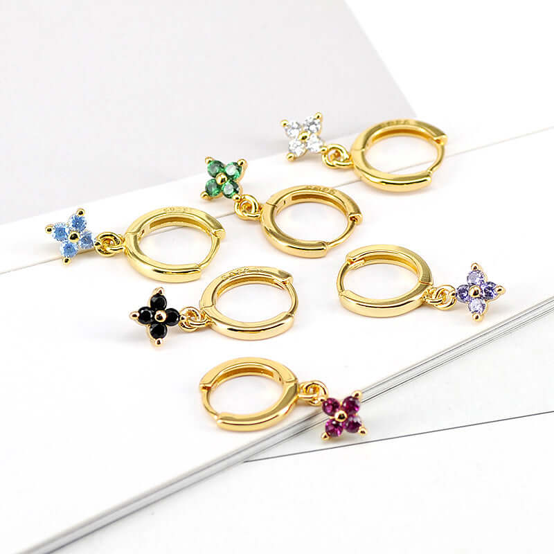 Small Flower Everyday Clip On Hoop Earrings
