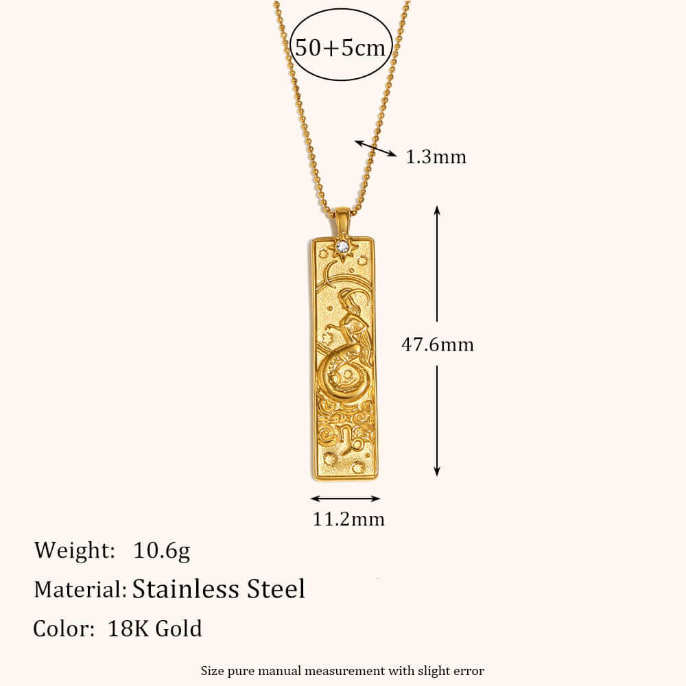 Rectangular Zodiac Sign Capricorn Necklace