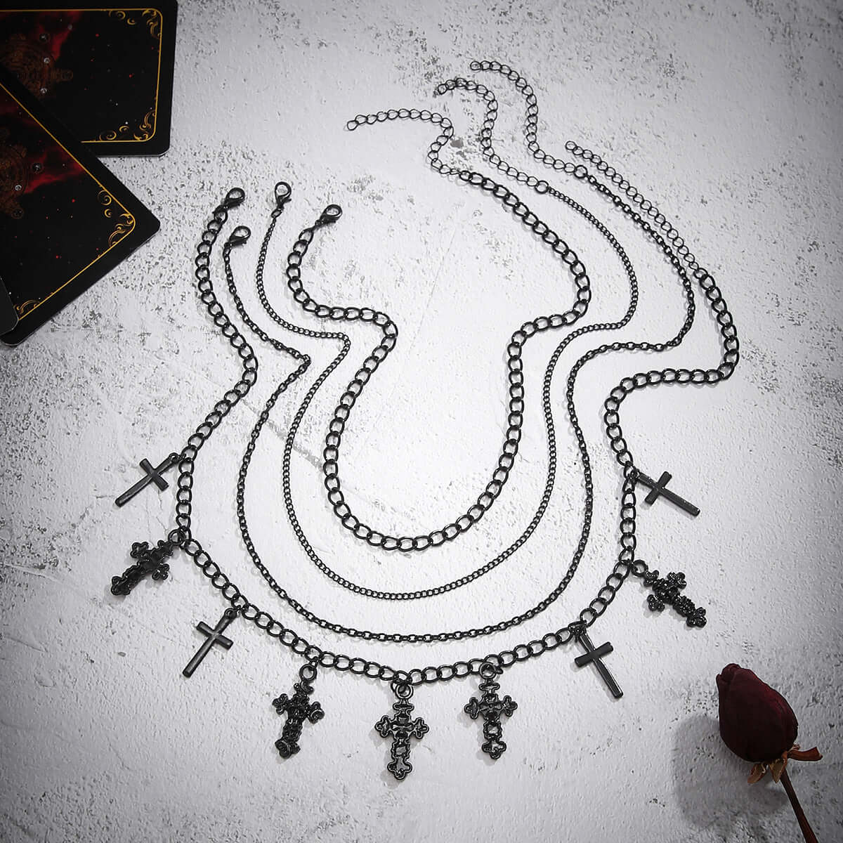 Cool Dark Cross Layering Grunge Necklace Statement
