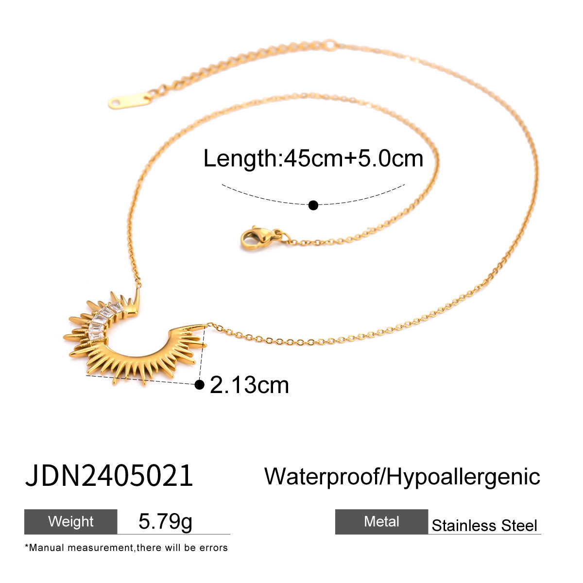 Sun Burst with Cross Layering Gold Necklace
