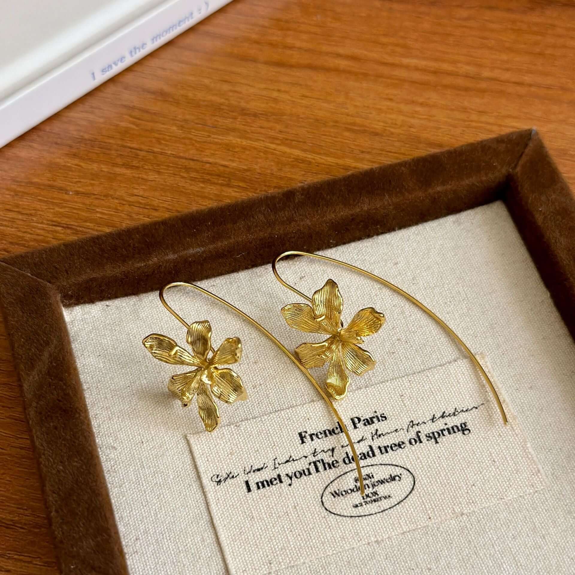 Petite Iris Flower Huge Earrings Hook