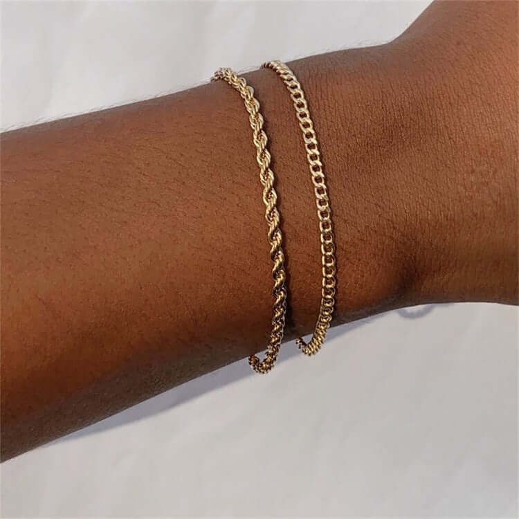 Surgical Steel Rope Cuban Chain Link Bracelet Set