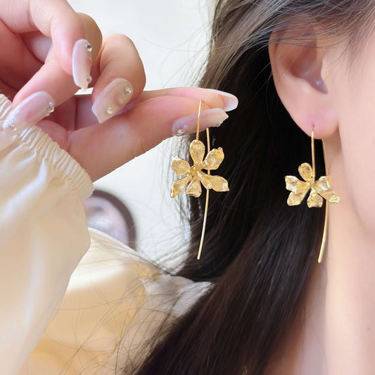 Petite Iris Flower Huge Earrings Hook