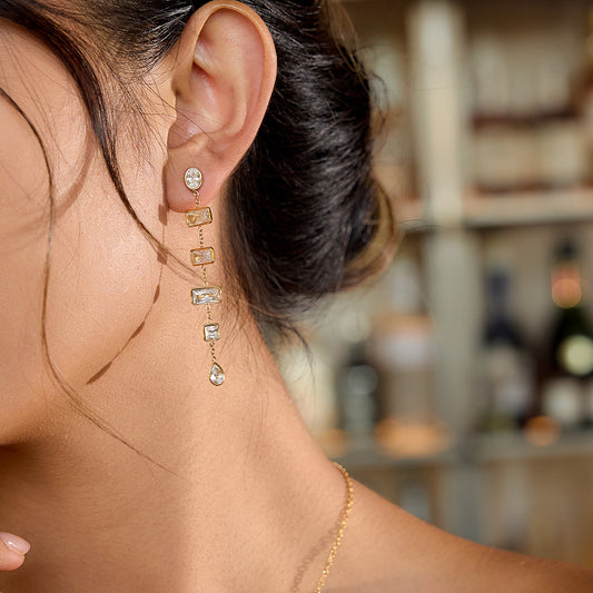 Light Luxury Baguette Droplet Earrings