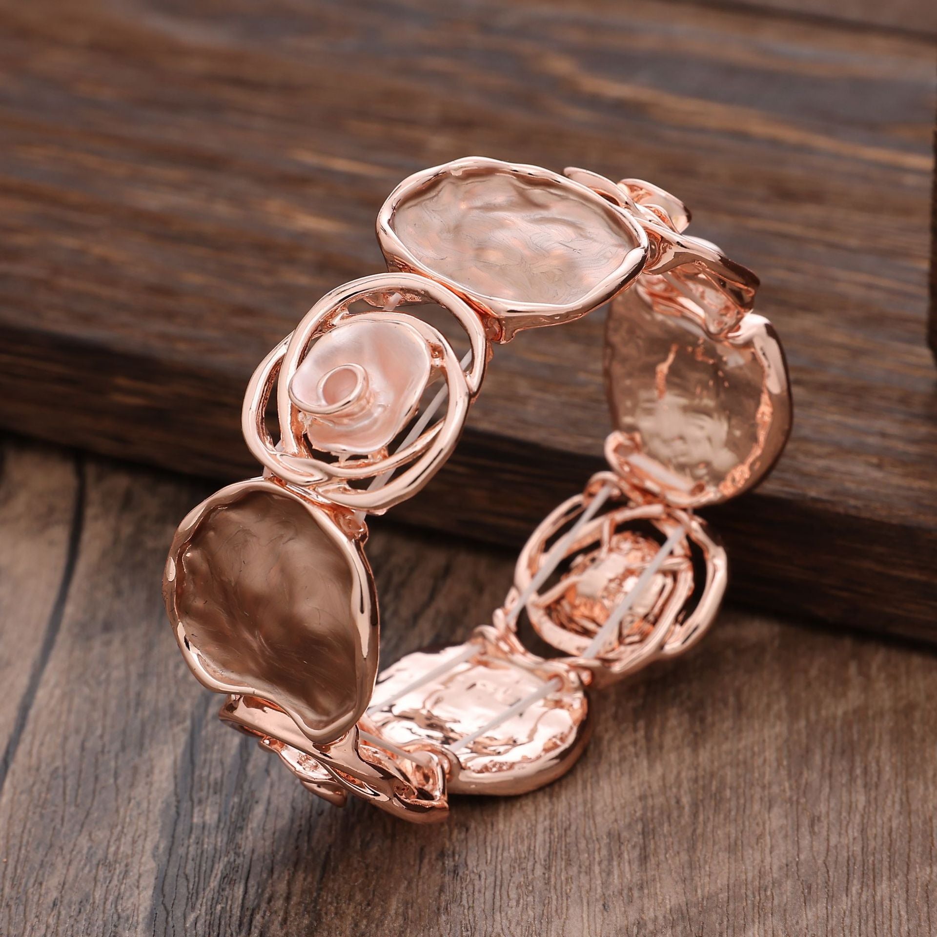 Handmade Hollow Rose Wide Strengthable Bracelet