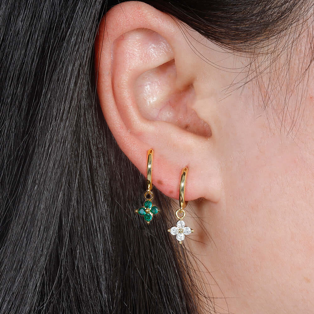 Small Flower Everyday Clip On Hoop Earrings