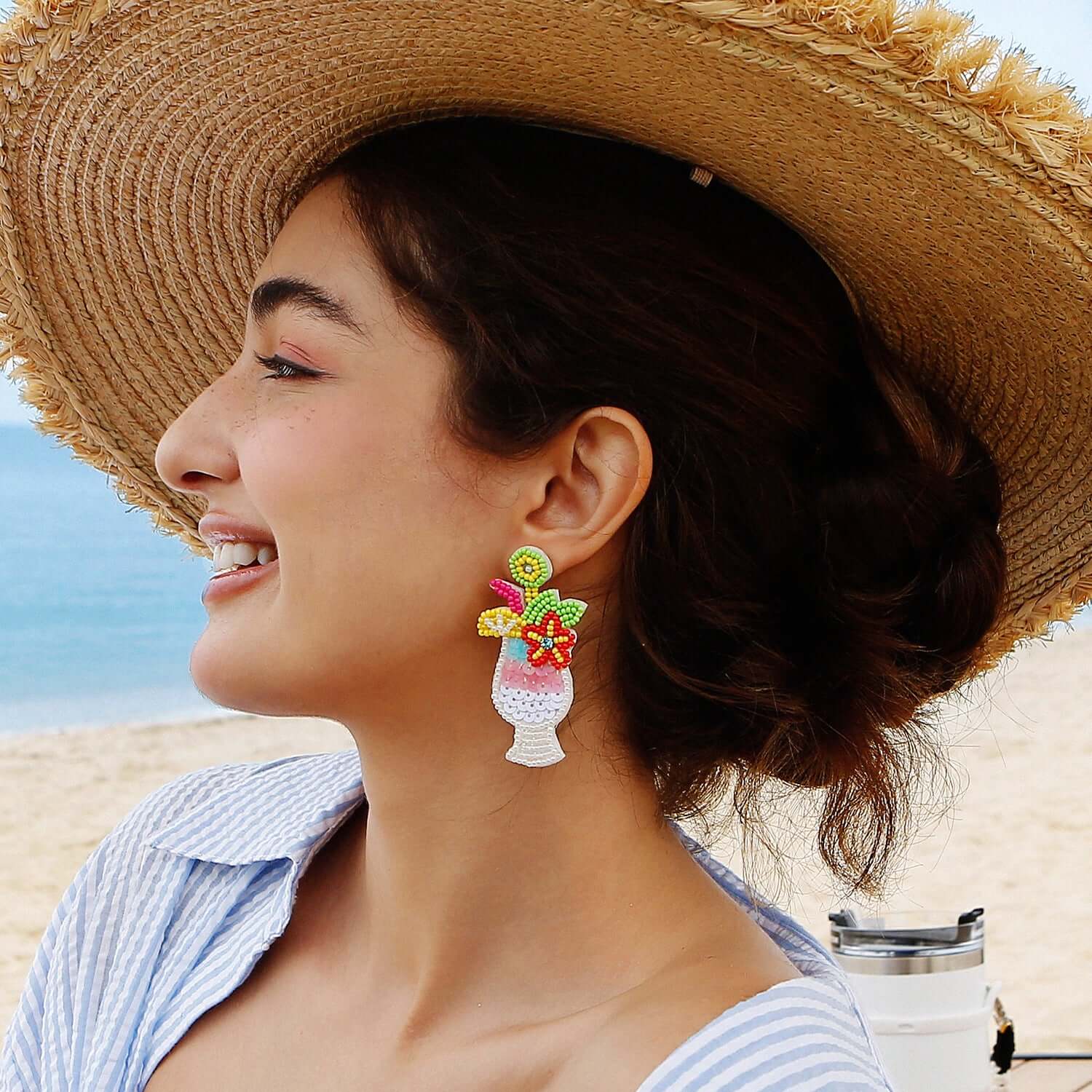 Summer Beach Palm Tree Fruits Earrings
