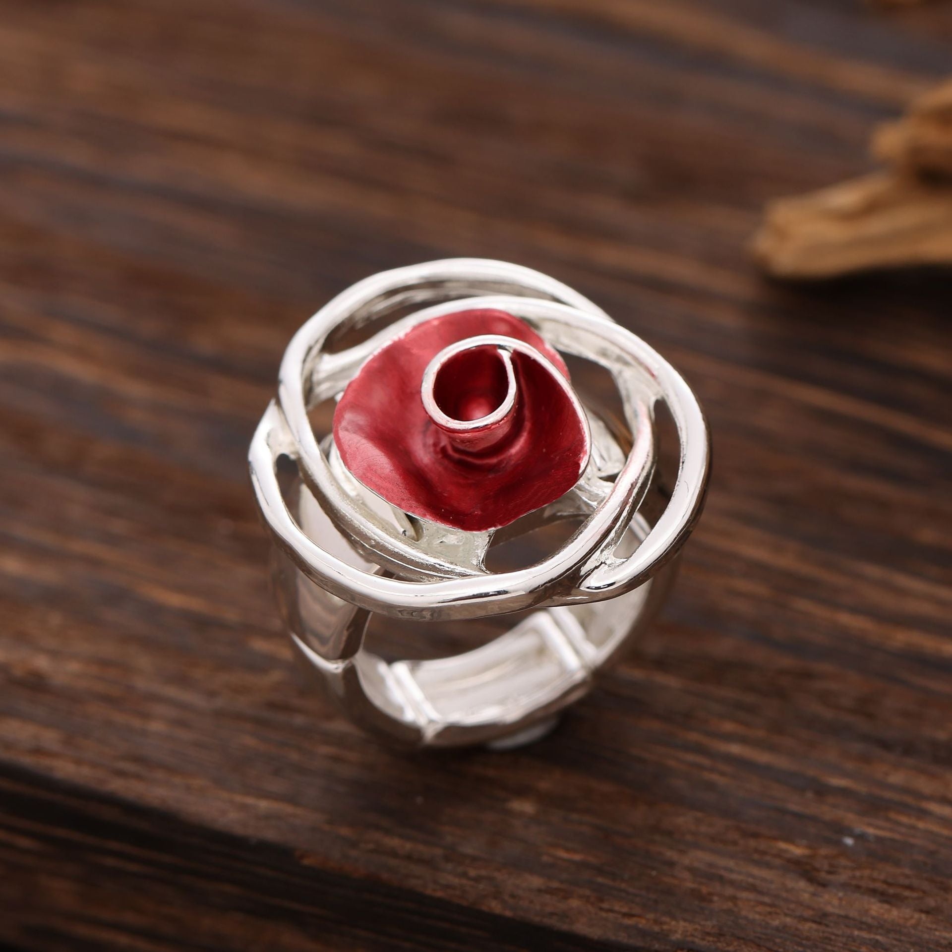 Hand-Painted Chunky Rose Ring