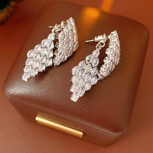 Trendy Rhombus Clear Zircon Earrings