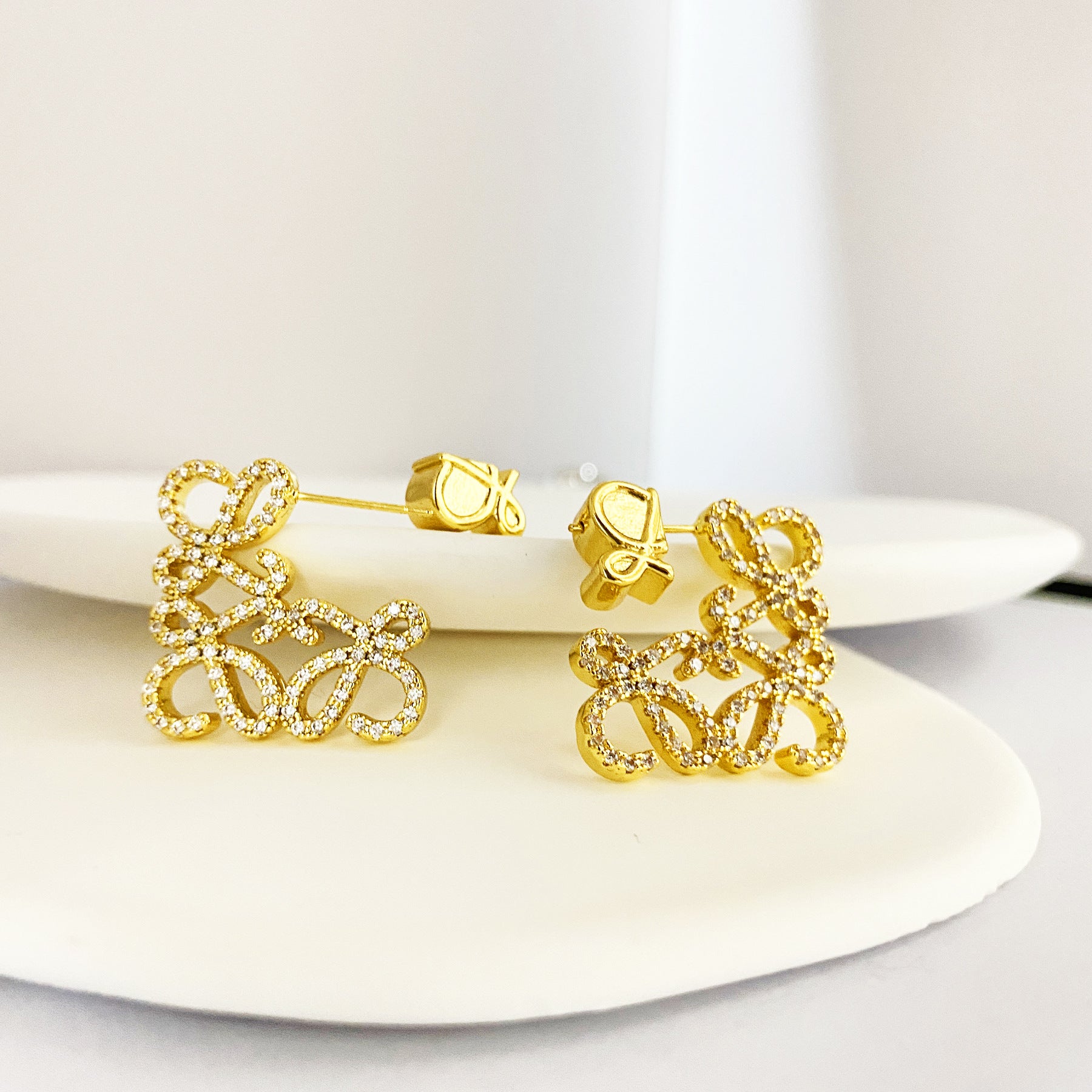 French Square Hollow Letter Large Earrings