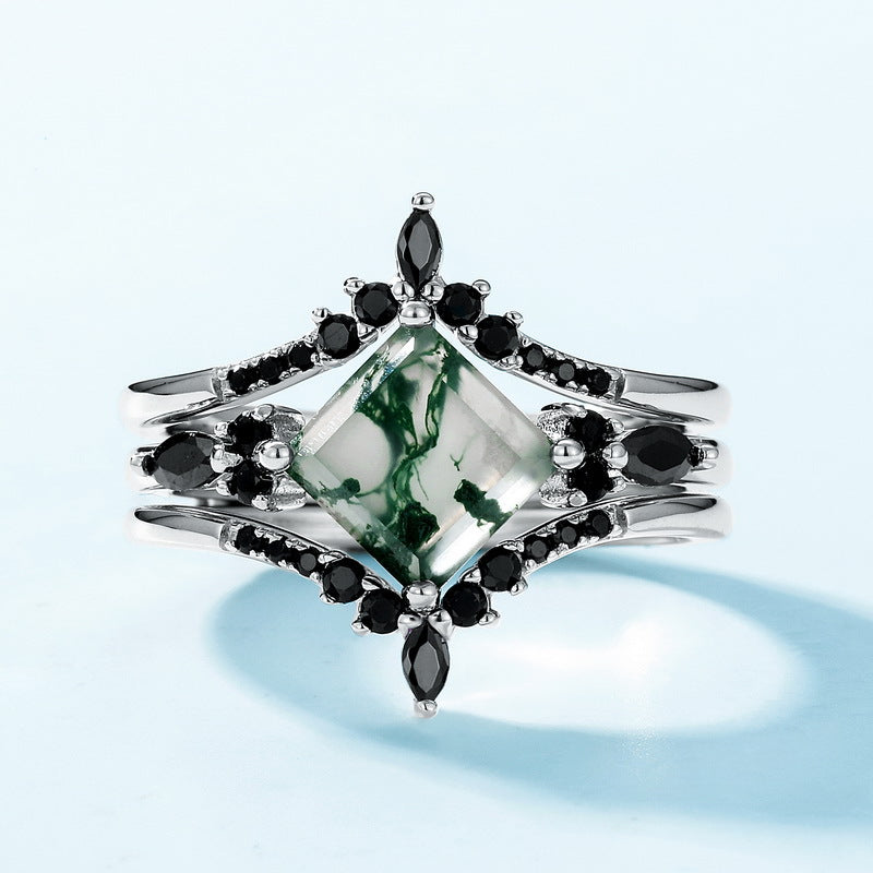 Multiwear Moss Agate Stacking Ring Set