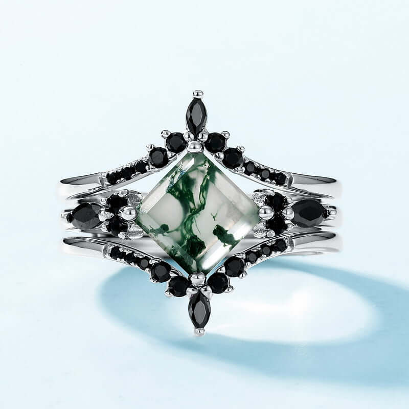 Multiwear Moss Agate Stacking Ring Set
