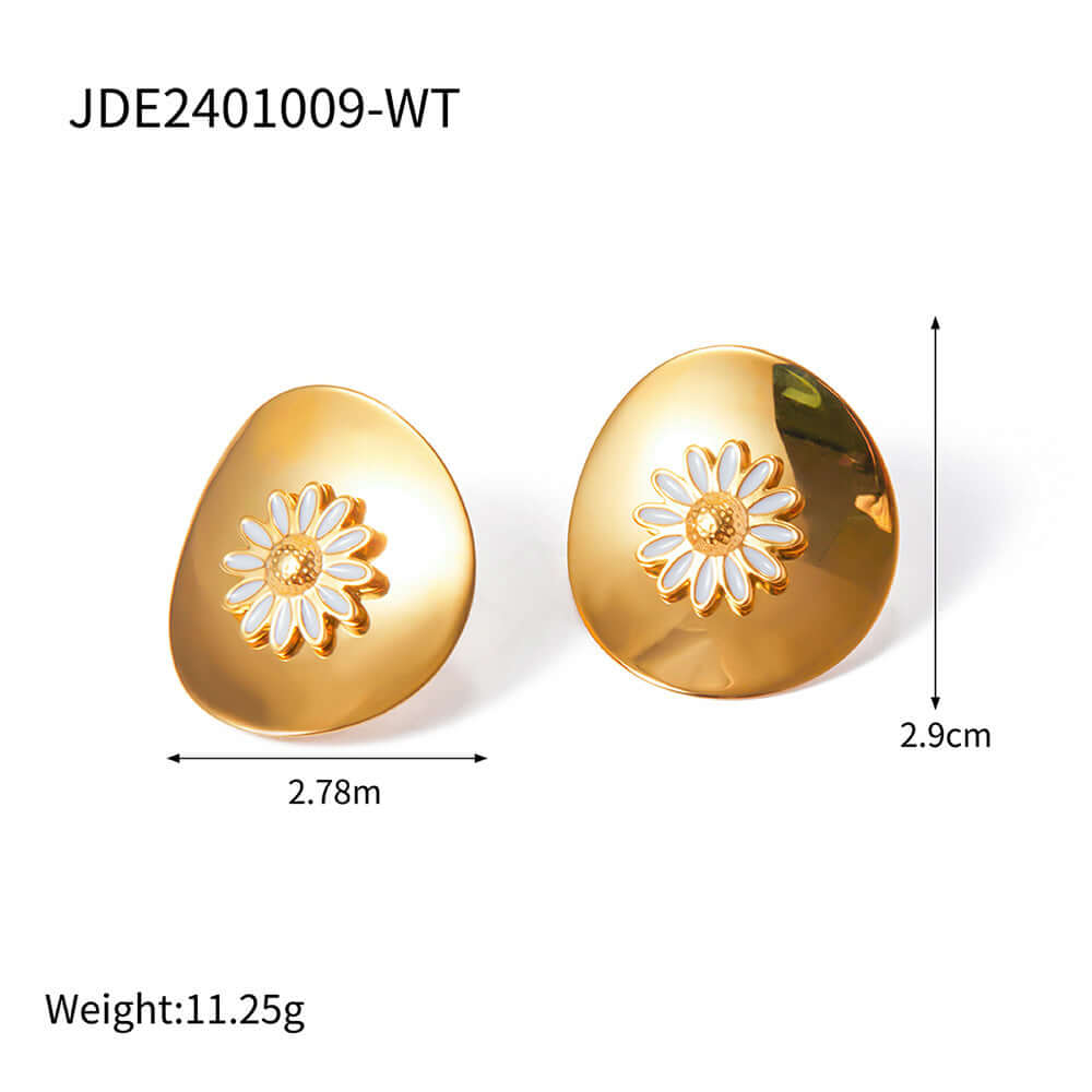 Metallic Oil Drip Daisy Stud Earrings
