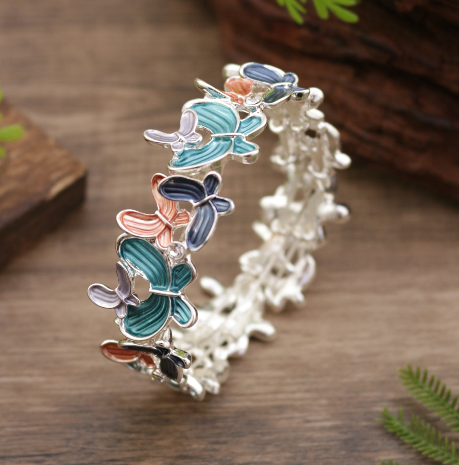 Dancing Butterfly Enamel Handmade Bracelet