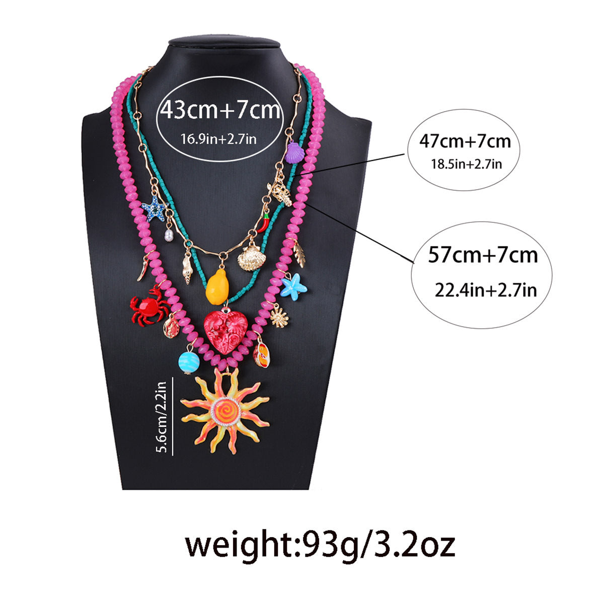 Smiley Sun Seed Bead Layering Summer Necklace