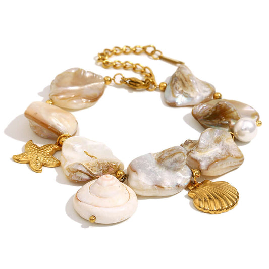 Seashell Conch Holiday Pearl Bracelet