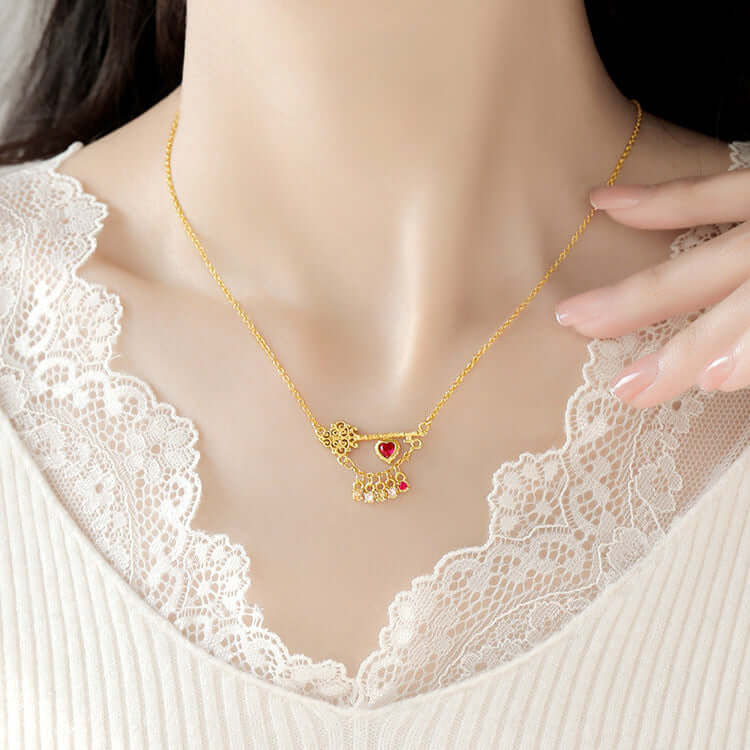 Edwardian Key to Your Heart Necklace with Charm