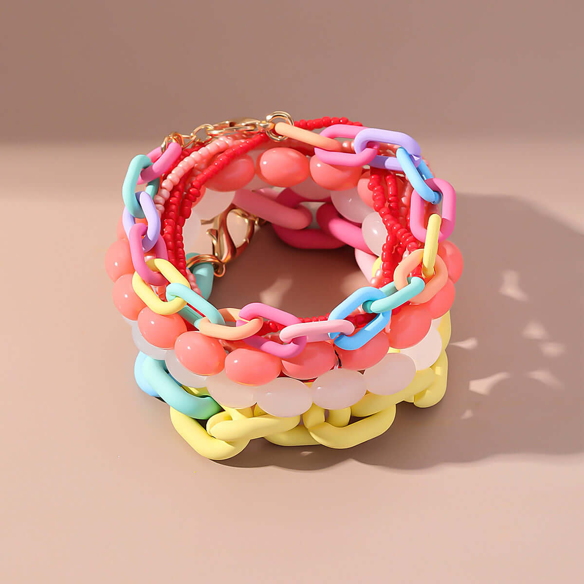 Multi Layer Vacation Rainbow Bead Bracelet