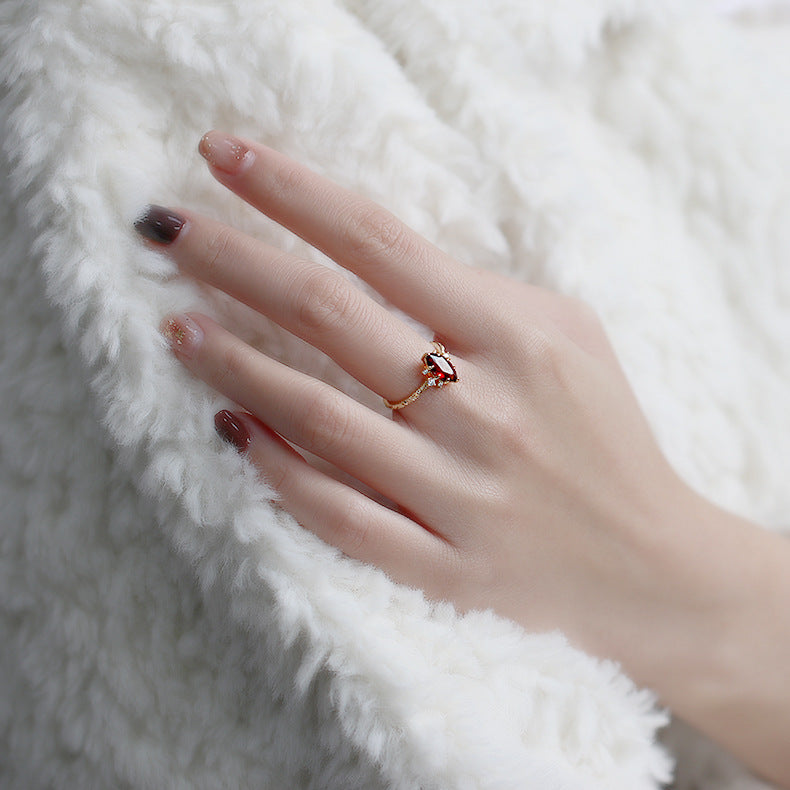 Natural Marquise Red Ruby July Birthstone Ring