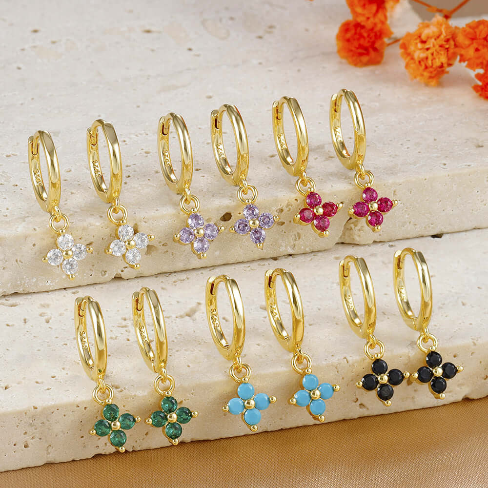 Small Flower Everyday Clip On Hoop Earrings