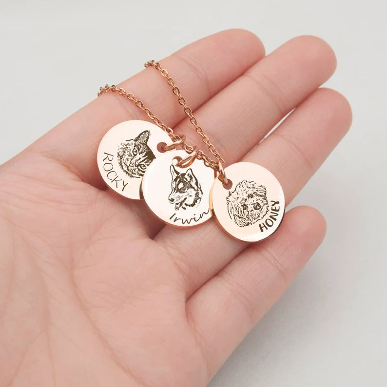 Personalise Pet Photo Disc Pendant Necklace
