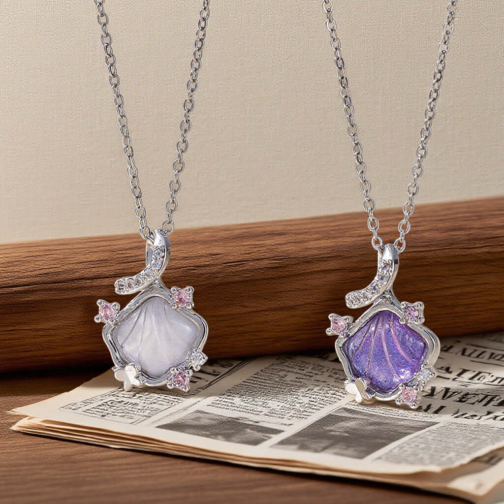 Gradient Purple Seashell Pendant Necklace