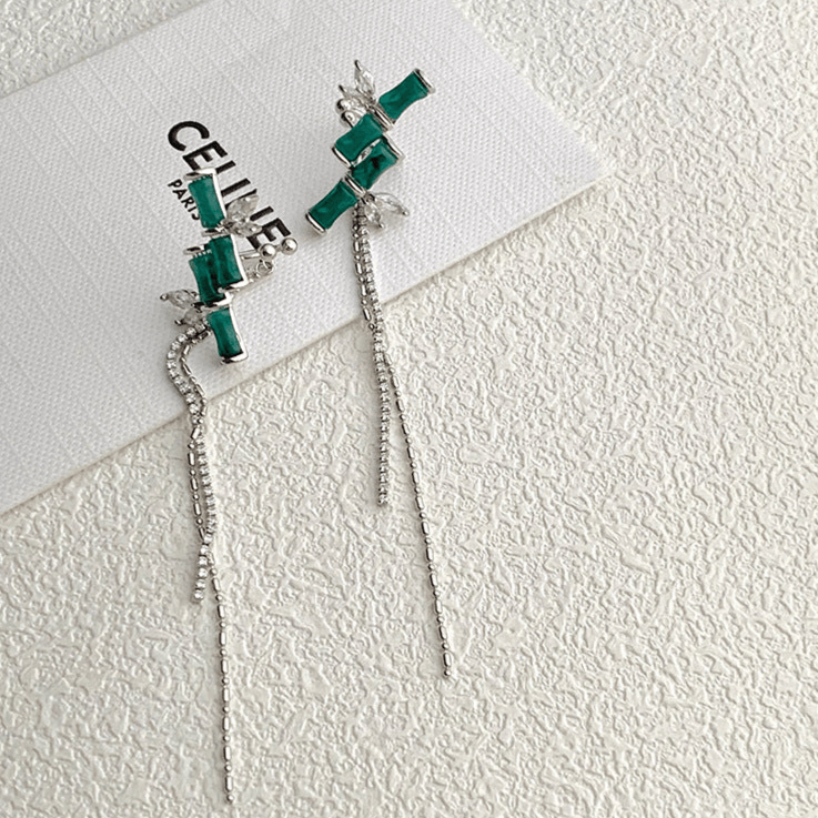 Asian Lucky Bamboo Ear Cuff with Tassel