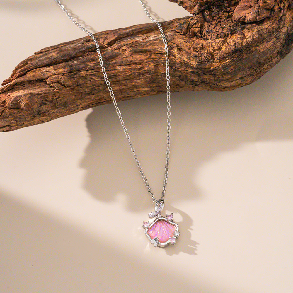 Gradient Purple Seashell Pendant Necklace