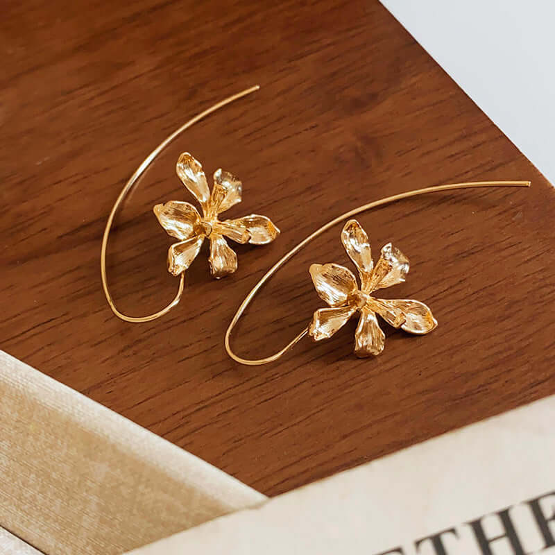 Petite Iris Flower Huge Earrings Hook