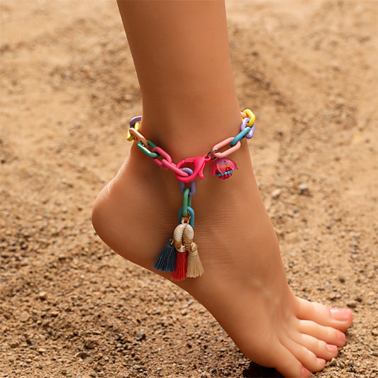 Y2K Summer Beach Anklet with Tassel
